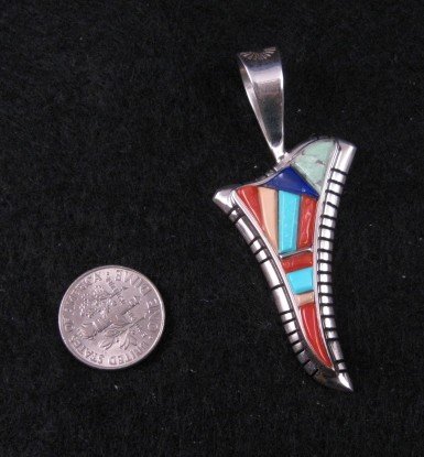 Image 1 of David Tune Navajo Cobblestone Inlay Silver Pendant