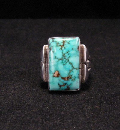 Image 0 of Navajo Orville Tsinnie Handmade Turquoise Silver Ring Sz10