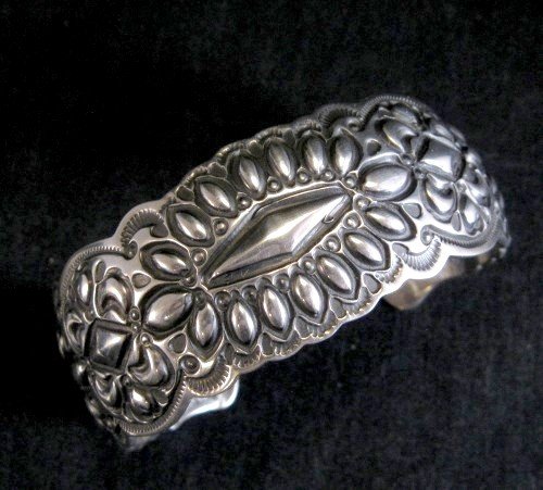 Image 0 of Navajo Darryl Becenti Repousse Stamped Sterling Silver Bracelet