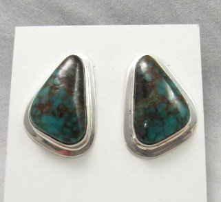 Image 1 of Tommy Jackson Navajo Azurite Silver Earrings