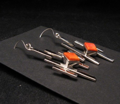 Image 2 of Contemporary Navajo/Dine Handmade Silver Earrings, Ronnie Henry