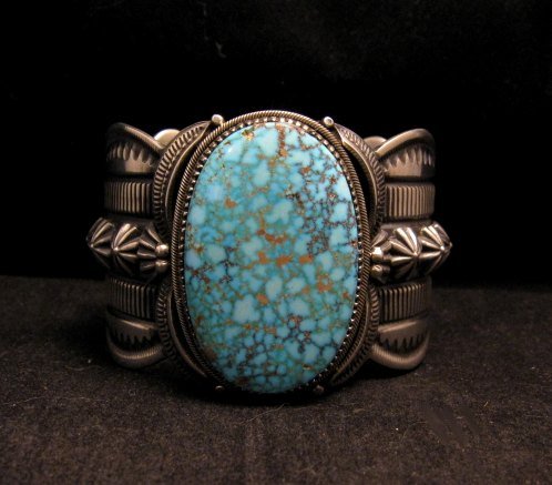 Image 0 of Navajo Indian Delbert Gordon Kingman Turquoise Silver Bracelet