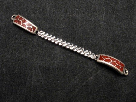 Image 0 of Vintage Native American Pawn Coral Inlay Watch Tips - Womans