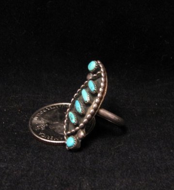 Image 1 of Old Zuni Pawn Turquoise Silver Ring sz5-1/4
