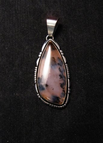 Image 1 of Dendritic Agate Silver Pendant by Navajo Lonnie Willie