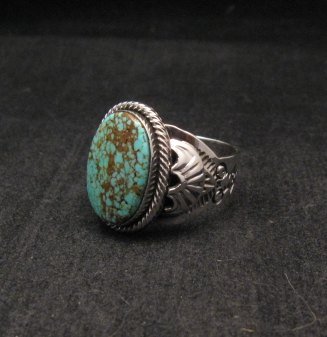 Image 2 of Navajo Native American Number 8 Turquoise Sterling Silver Ring Sz10-3/4 