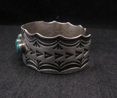Image 1 of Arnold Blackgoat Navajo Turquoise Sterling Silver Cuff Bracelet 