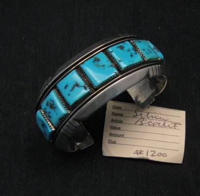 Image 0 of Dead Pawn Native American Navajo Turquoise Silver Bracelet, Benny Touchine