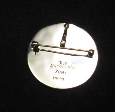 Image 2 of Rudy & Nancy Laconsello ~ Zuni ~ Inlaid Hummingbird Pin Pendant