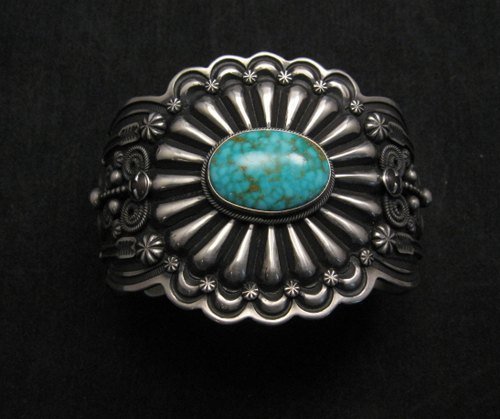 Darrell Cadman Navajo Kingman Birdseye Turquoise Sterling Silver Bracelet