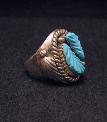 Image 2 of Zuni Native American Turquoise Silver Ring Robert Eustace sz10-1/2