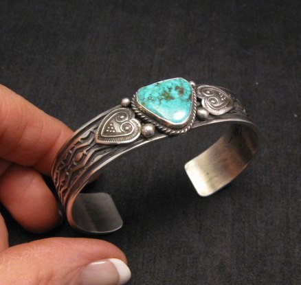 Image 1 of Daniel Sunshine Reeves ~ Navajo ~ Kingman Turquoise Silver Bracelet