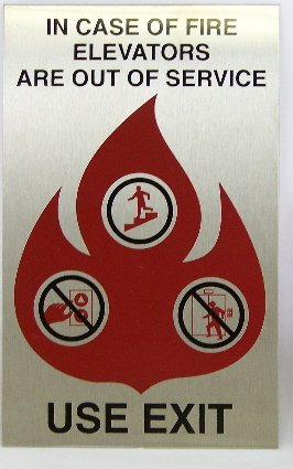 FSICF-58-A-SS IN CASE OF FIRE SIGN 5X8 STAINLESS STEEL