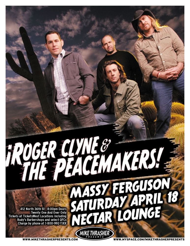 Image 0 of Clyne ROGER CLYNE AND THE PEACEMAKERS 2009 Gig POSTER Concert Seattle Washington