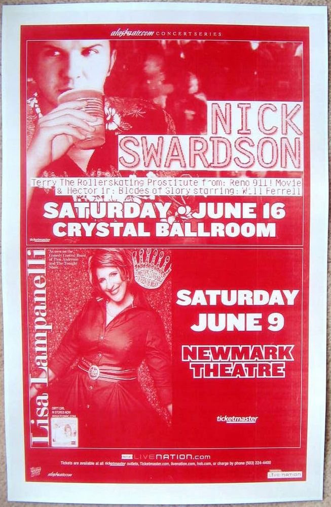 Lampanelli LISA LAMPANELLI & NICK SWARDSON 2007 Gig POSTER Portland Oregon