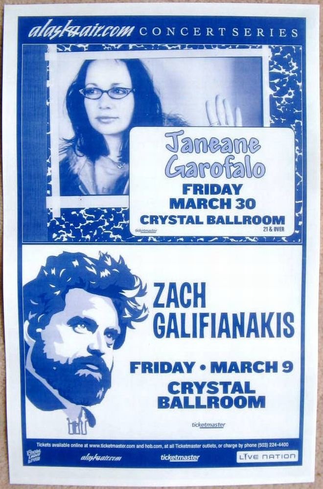 Garofalo JANEANE GAROFALO & ZACH GALIFIANAKIS 2007 Gig POSTER Portland Oregon