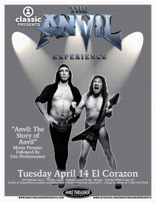 Image 0 of ANVIL 2009 Gig POSTER Seattle Washington Concert Steve Lips Kudlow & Robb Reiner