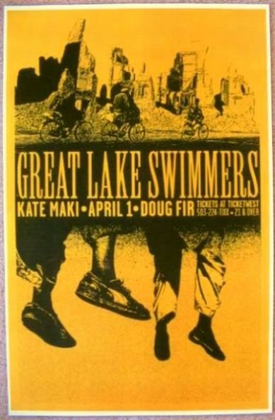 Image 0 of GREAT LAKE SWIMMERS Gig POSTER April 2009 Portland Oregon Concert