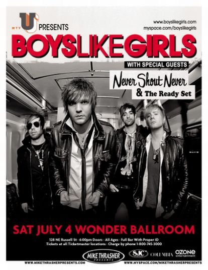 Image 0 of BOYS LIKE GIRLS 2009 Gig POSTER Portland Oregon Concert 