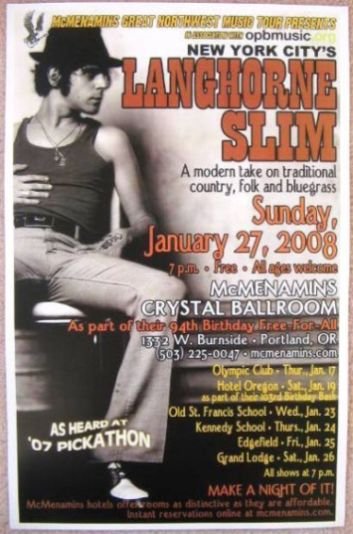 Image 0 of LANGHORNE SLIM Gig POSTER January 2008 Portland Oregon Concert 