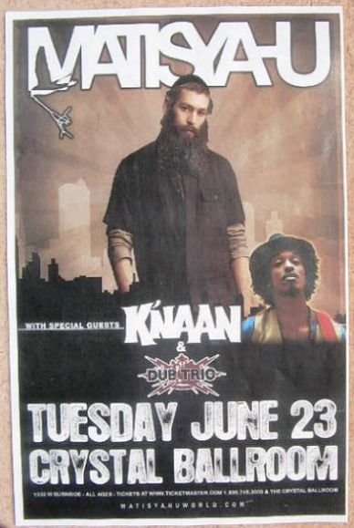 Image 0 of MATISYAHU and K'NAAN 2009 Gig POSTER Portland Oregon Concert  