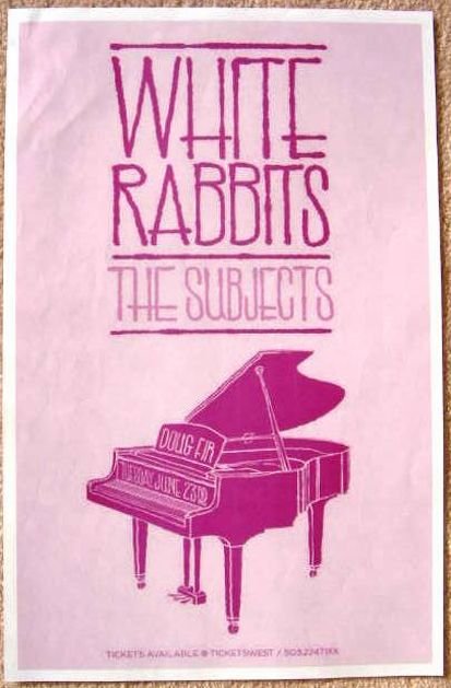 Image 0 of WHITE RABBITS 2009 Gig POSTER Portland Oregon Concert It's Frightening