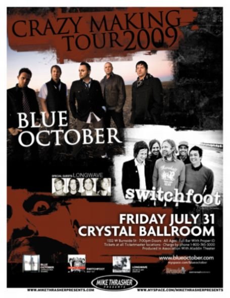 Image 0 of BLUE OCTOBER and SWITCHFOOT Portland Oregon 2009 Gig Concert POSTER