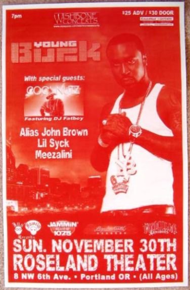 Image 0 of YOUNG BUCK 2008 Gig Concert POSTER Portland Oregon Concert 