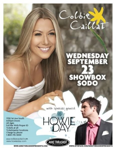 Image 0 of Caillat COLBIE CAILLAT / HOWIE DAY 2009 Gig POSTER Seattle Concert Washington