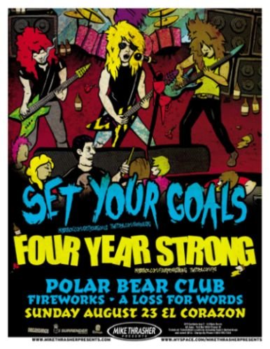 Image 0 of SET YOUR GOALS / FOUR YEAR STRONG 2009 Gig POSTER Seattle Washington Concert