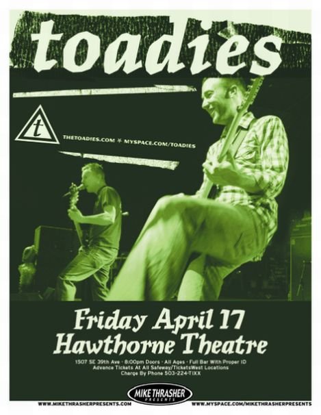 Image 0 of Toadies THE TOADIES 2009 Gig POSTER Portland Oregon Concert 