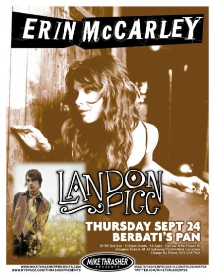 Image 0 of McCarley ERIN McCARLEY and LANDON PIGG Portland Oregon 2009 Gig Concert POSTER