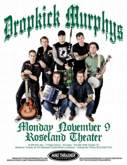 Image 0 of DROPKICK MURPHYS 2009 Gig POSTER Portland Oregon Concert