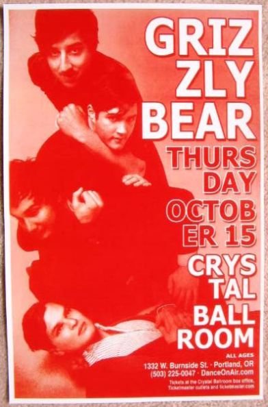 Image 0 of GRIZZLY BEAR 2009 Gig POSTER Portland Oregon Concert