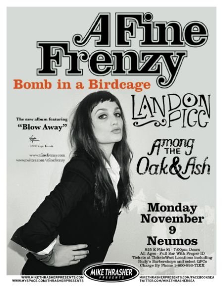 A FINE FRENZY 2009 Gig POSTER Alison Sudol Seattle Washington Concert 