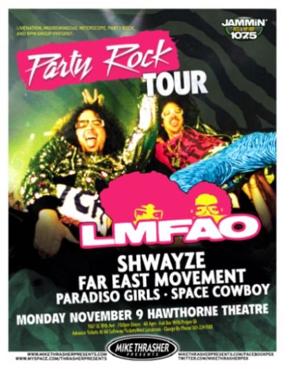 Image 0 of LMFAO 2009 Gig POSTER Concert Portland Oregon