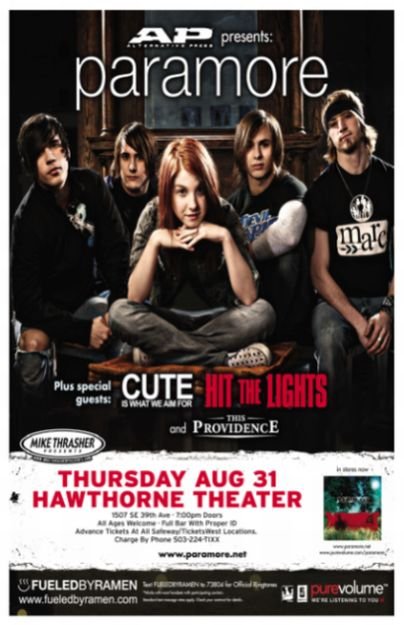 Image 0 of PARAMORE Hayley Williams (17 yrs old) POSTER 2006 Portland Oregon Gig Concert 