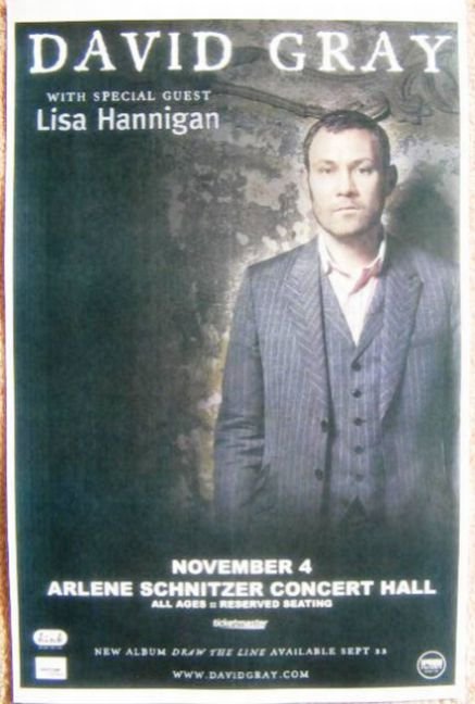 Image 0 of Gray DAVID GRAY 2009 Gig POSTER Portland Oregon Concert