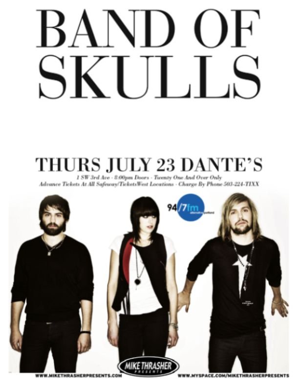 Image 0 of BAND OF SKULLS 2009 Gig POSTER Portland Oregon Concert 