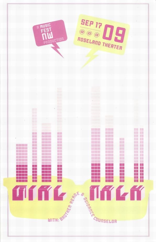 GIRL TALK Gig POSTER Portland Oregon 09 MFNW Musicfest NW Concert (vers. 2 of 2)