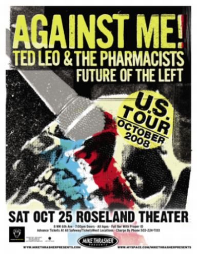 Image 0 of AGAINST ME! 2008 Gig POSTER Portland Oregon Concert