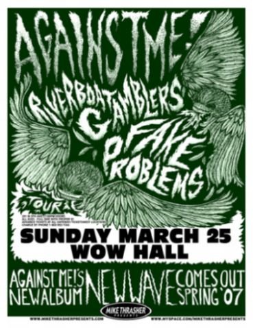 Image 0 of AGAINST ME! Gig POSTER March 2007 Eugene Oregon Concert 