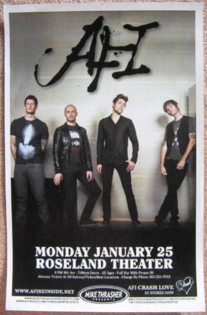 AFI 2010 Gig POSTER Portland Oregon Concert