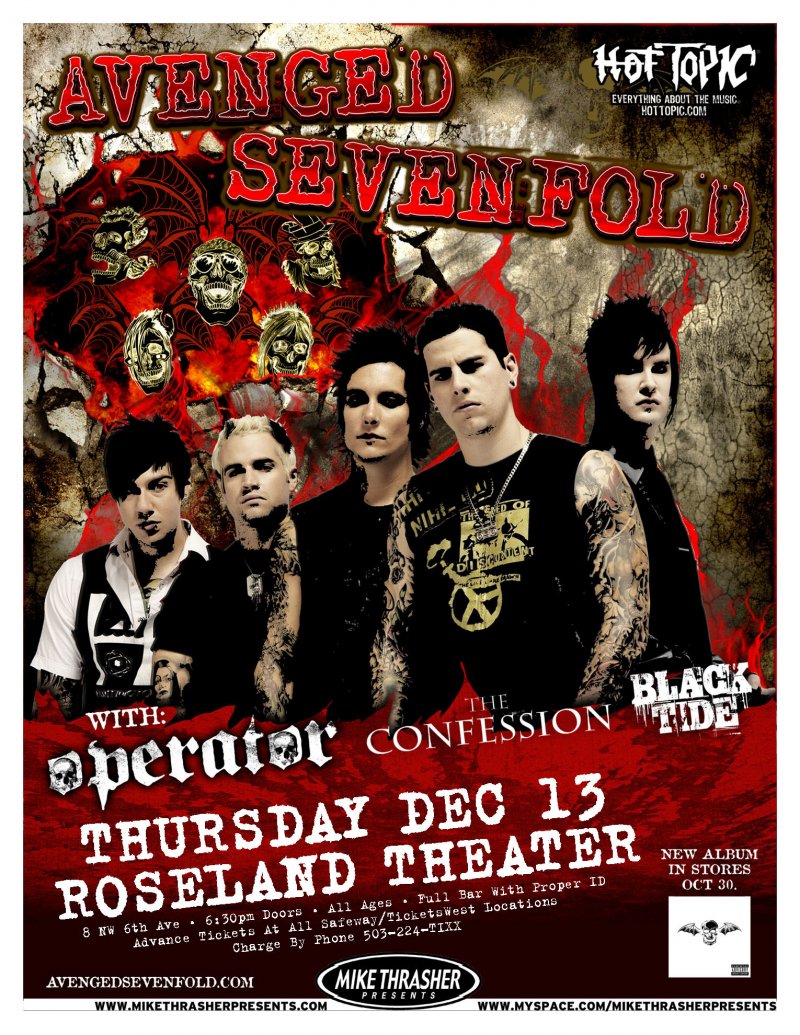 Image 0 of AVENGED SEVENFOLD 2007 Gig POSTER Portland Oregon Concert 