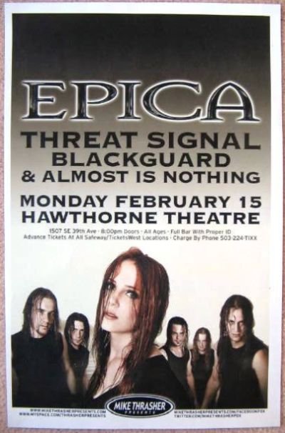 Image 0 of EPICA 2010 Gig POSTER Portland Oregon Concert 