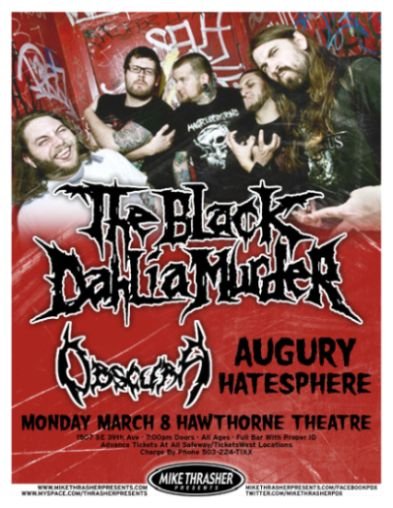 Image 0 of BLACK DAHLIA MURDER 2010 Gig POSTER Portland Oregon Concert