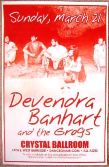 Image 0 of Banhart DEVENDRA BANHART And THE GROGS 2010 Gig POSTER Portland Oregon Concert 