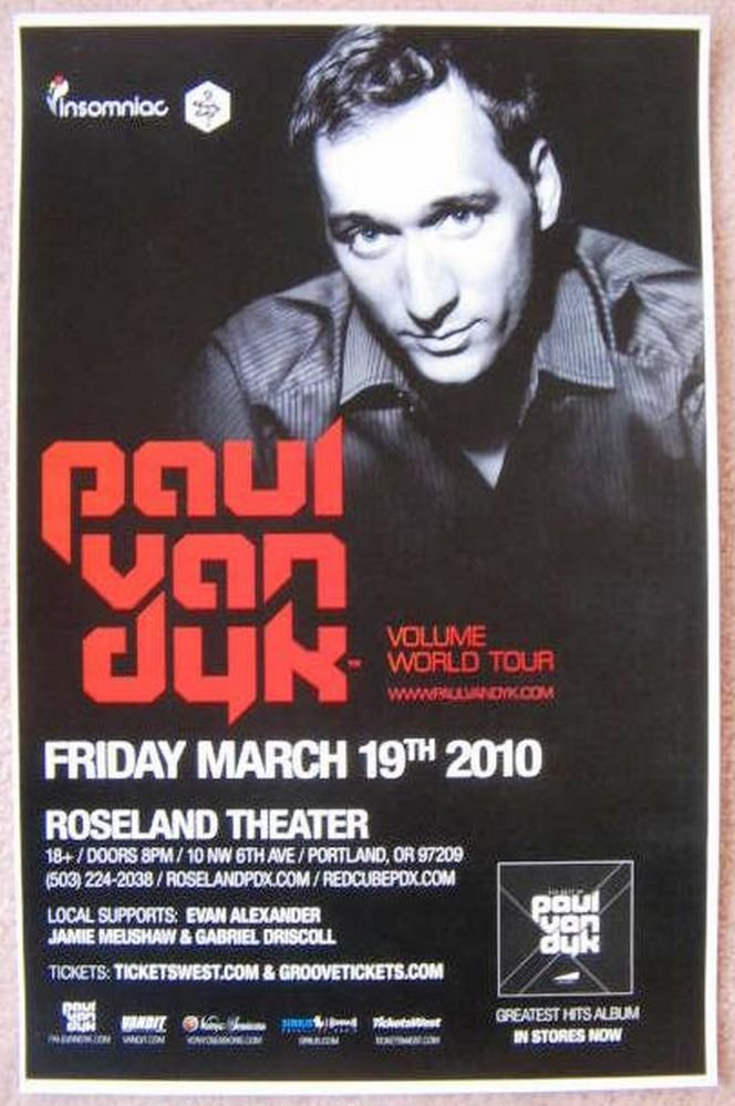 Image 0 of Van Dyk PAUL VAN DYK 2010 Gig POSTER Portland Oregon Concert