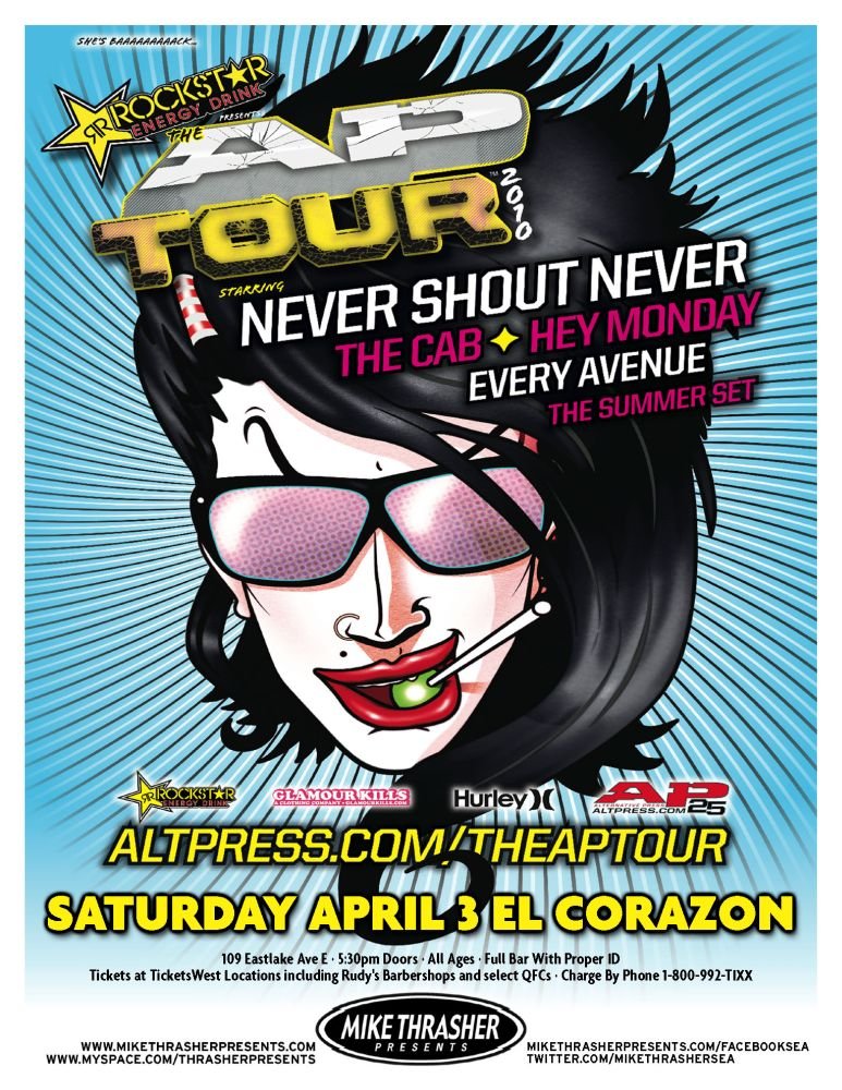 Image 0 of NEVER SHOUT NEVER Gig POSTER Seattle Washington April 2010 Concert
