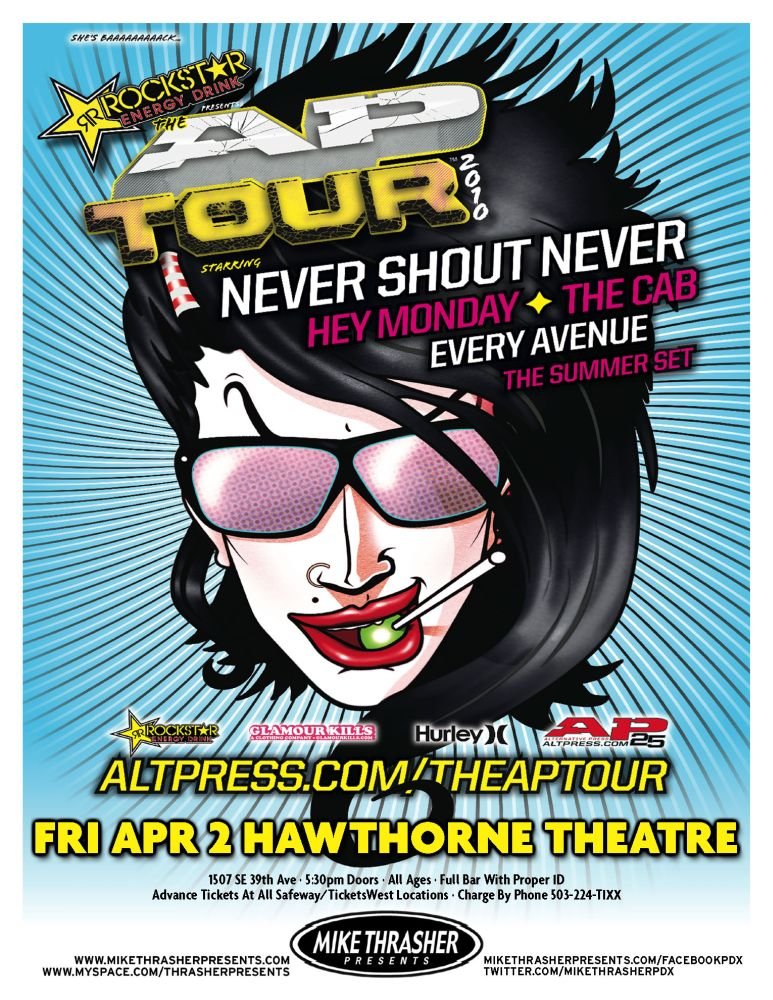 Image 0 of NEVER SHOUT NEVER 2010 Gig POSTER Portland Oregon Concert